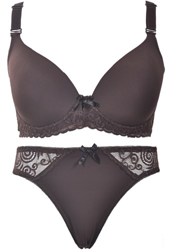 Frill Lace With Matching Panty-DarkBrown
