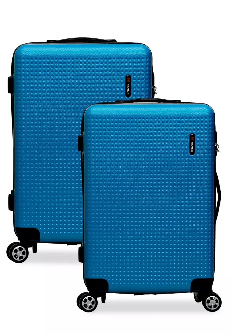 Isvara Tas Koper Hardcase One Set Unisex Large Compartment Suitcase Code Lock System Material ABS+PVC Coated ORIGINAL - Light Blue