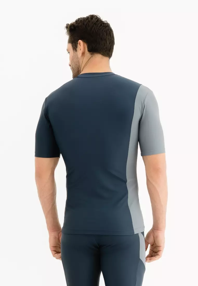 Bourne Short-Sleeves Men Rashguard, Baju Renang Pria - Midnight Blue