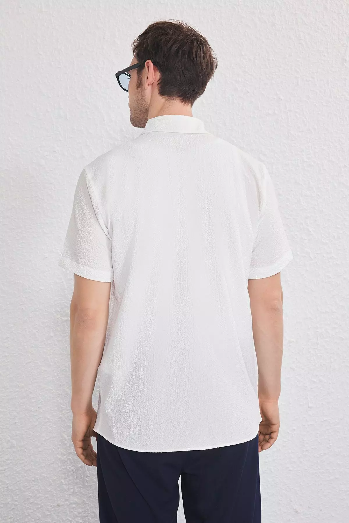 White Regular Fit Textured Loose Casual Men's Shirt TMNSS25GO00076