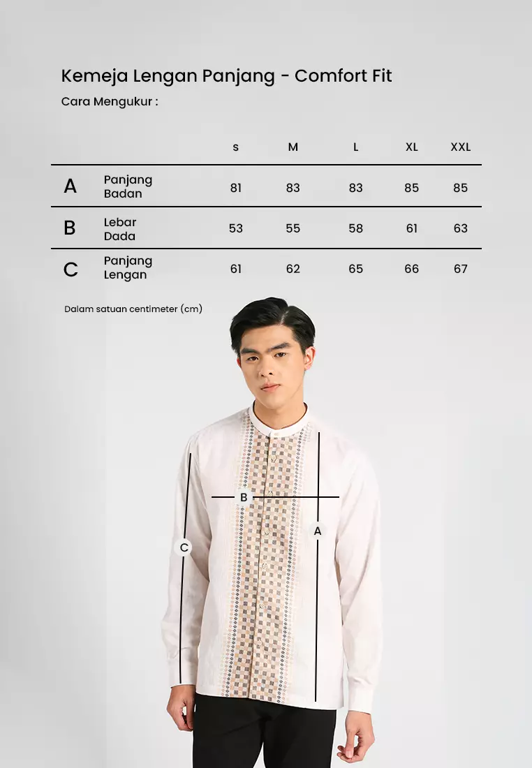 MANZONE X Adipati Dolken - Kemeja Koko Lengan Panjang Pria Abrar Comfort Fit - Beige Warna Beige