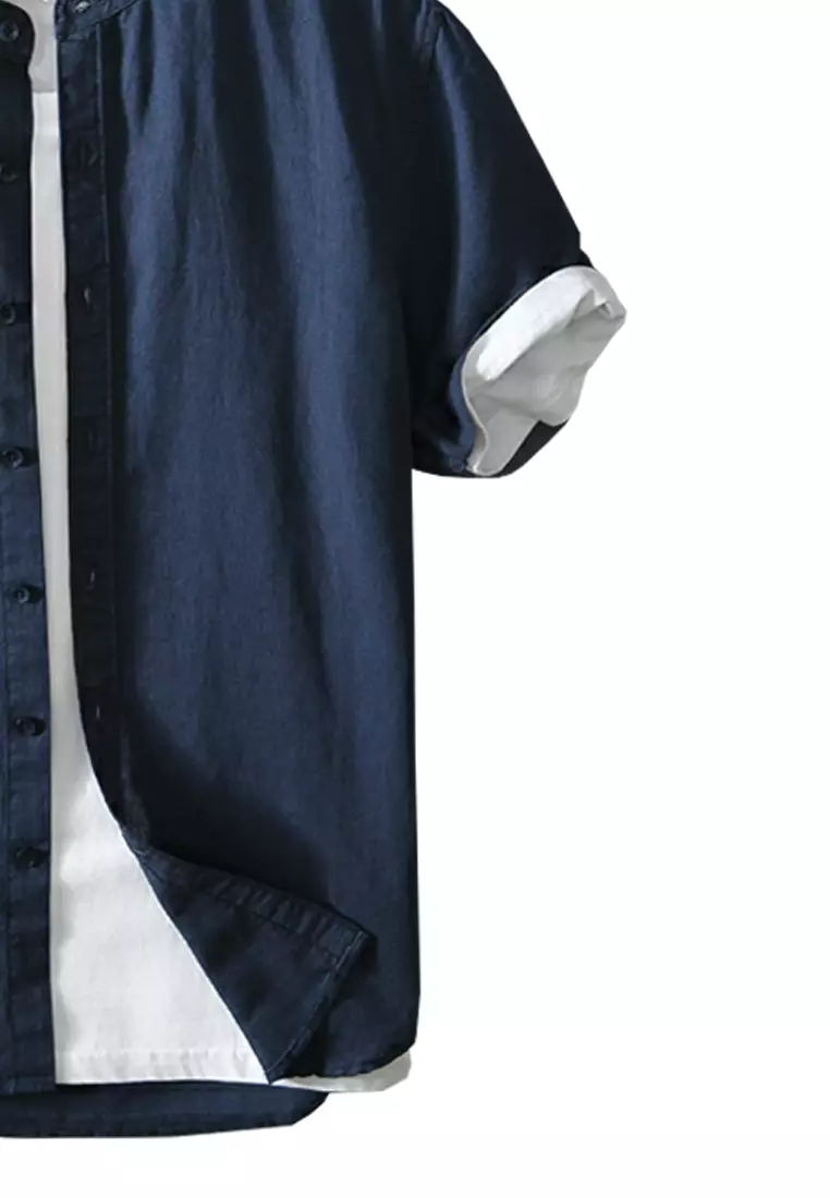 Stand Collar Linen Short Sleeved Shirts MS740