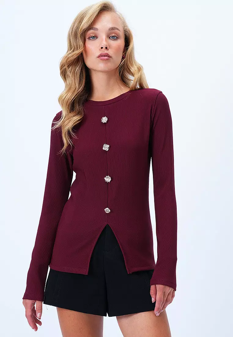Buy Alacati Front Slit Button Detailed Blouse 2026 Online | ZALORA