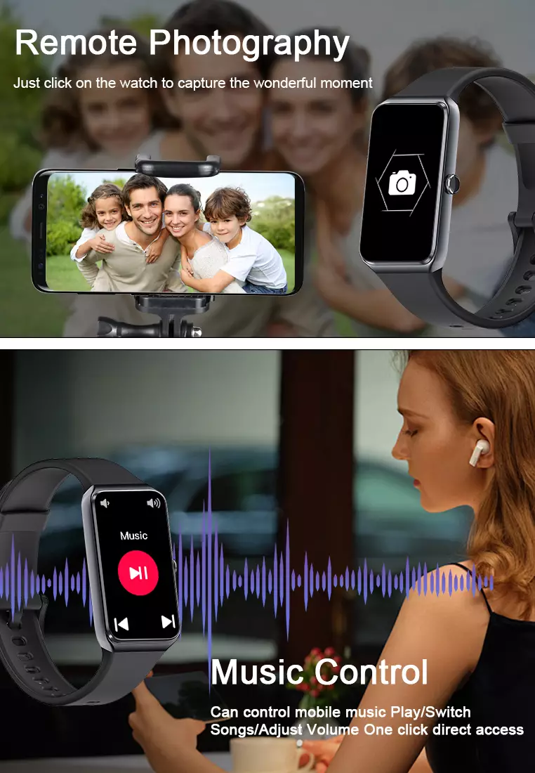 SmartBand C82 SmartWatch Multi-Sport Layar Terang 1.47'' Bluetooth Fitness Tracker Jam Pintar black