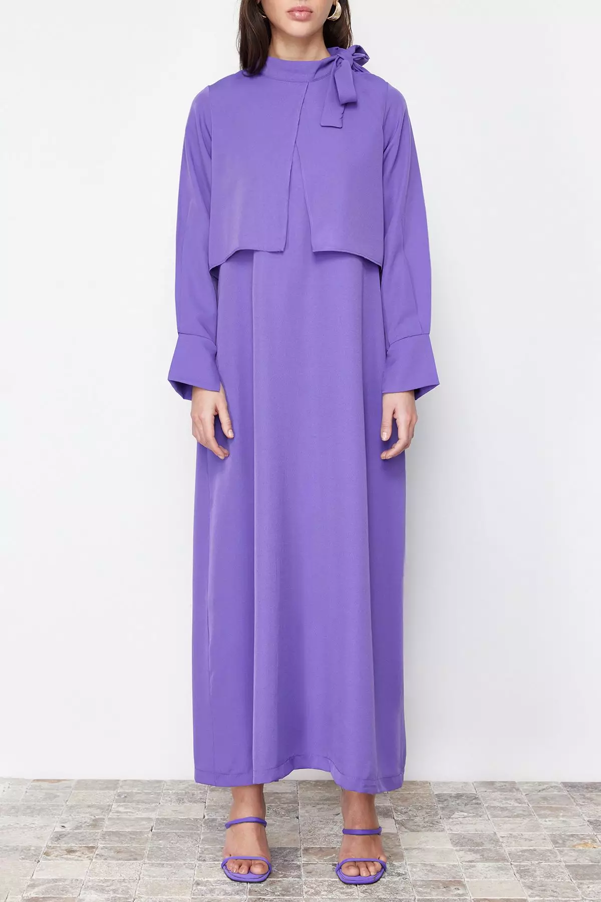 Buy Trendyol MODEST Bow Neck Dress 2026 Online | ZALORA