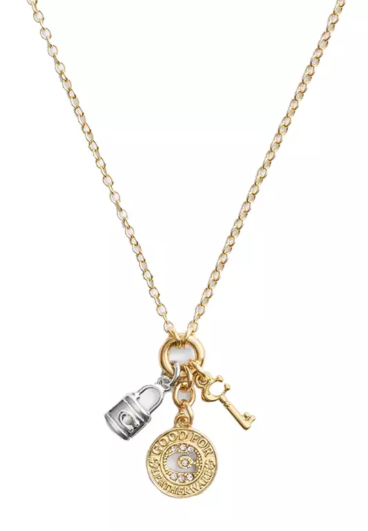 Coin Multi Charm Pendant Necklace in Gold/ Silver CV276