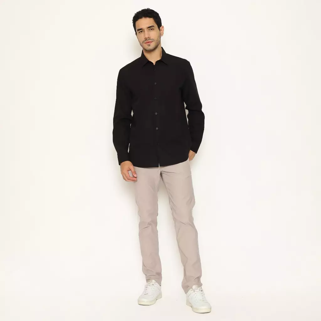 AMK Kemeja Basic Pria Lengan Panjang SHS GINJIRO L/S Black