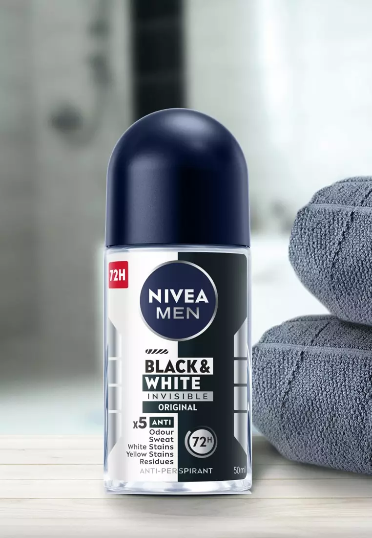 Men Deodorant Black & White Original Roll On, 50ml