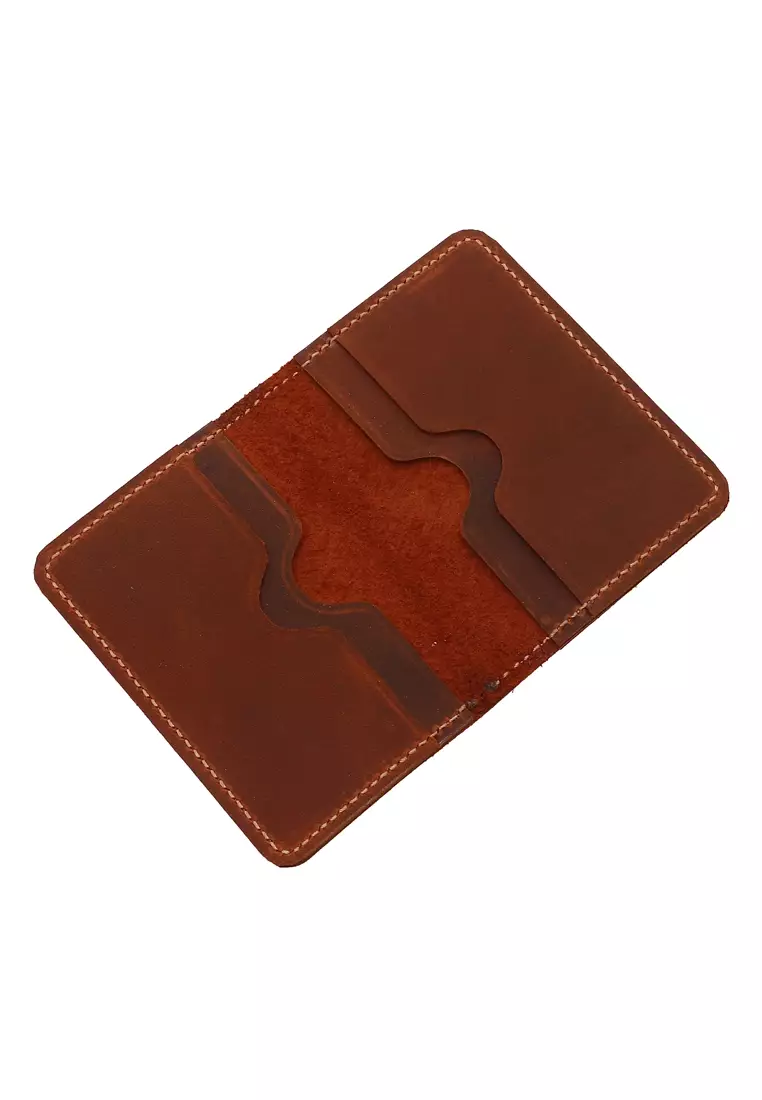 Zackly Card Holder Wallet Dompet Kartu Many Slot Handmade Material Genuine Leather Kulit 024 ORIGINAL - Brown Gold