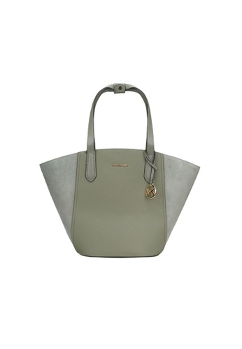 Michael Kors Michael Kors PORTIA Large Solid Leather with Suede Leather  Women's One Shoulder Tote Bag 35F1GPAT3S ARMY GREEN | ZALORA Philippines