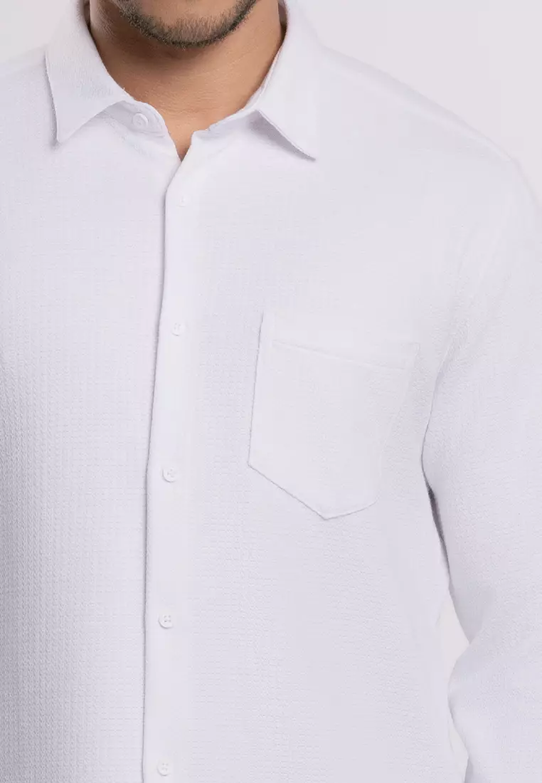 MOC - Kemeja Polos Pria Lengan Panjang Skye -  White