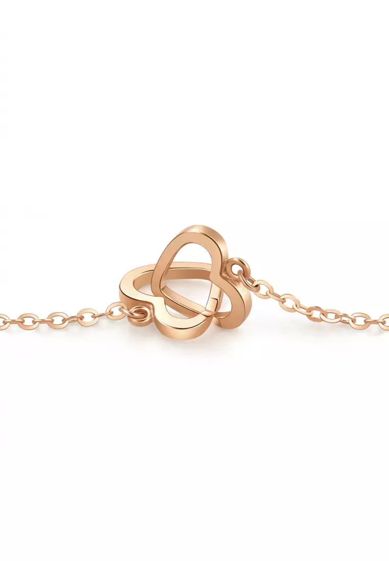 Delicate Gold 18K Rose Gold Love Heart Necklace for Women 92632N