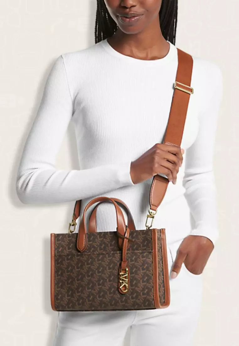 Michael Kors Gigi Small Empire Signature Logo Messenger Bag Brown