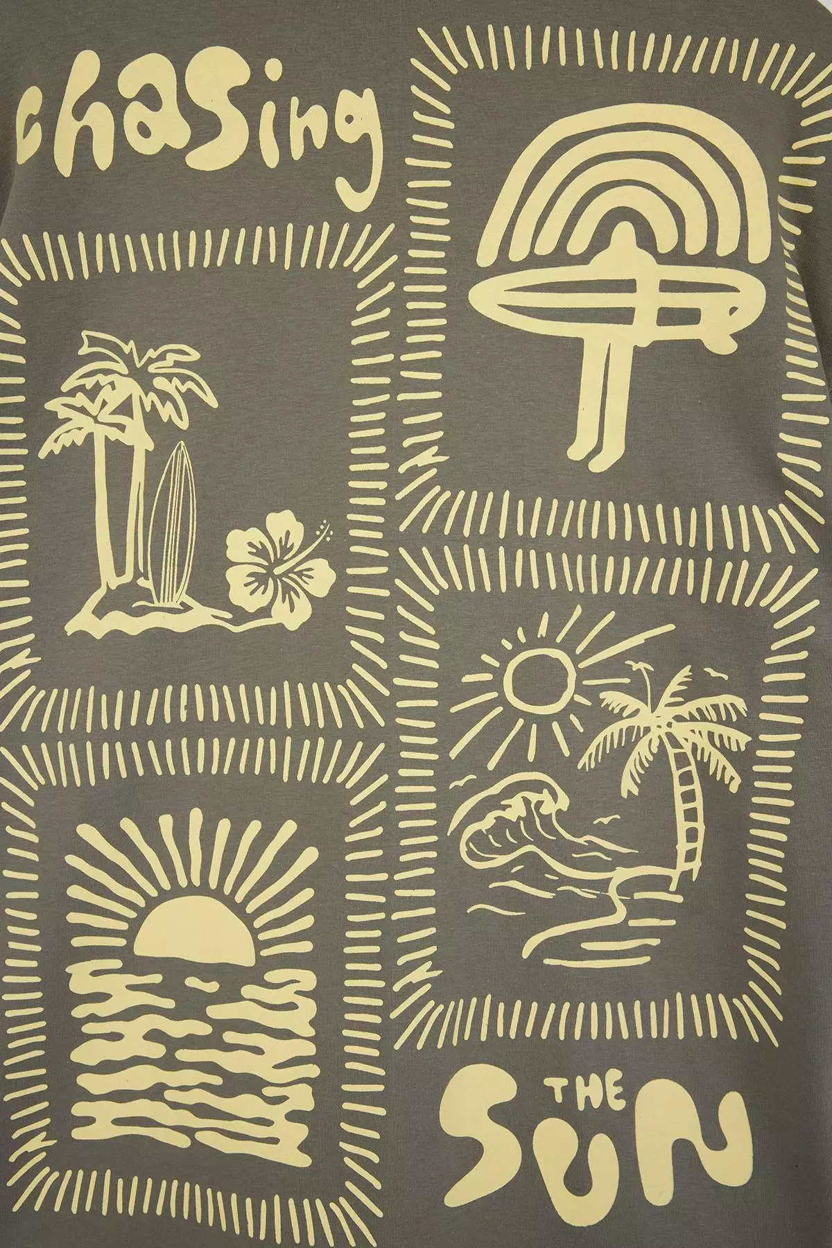Khaki Unisex Oversized /Wide Cut Printed 100% Cotton T-Shirt Tmnss25Ts00031