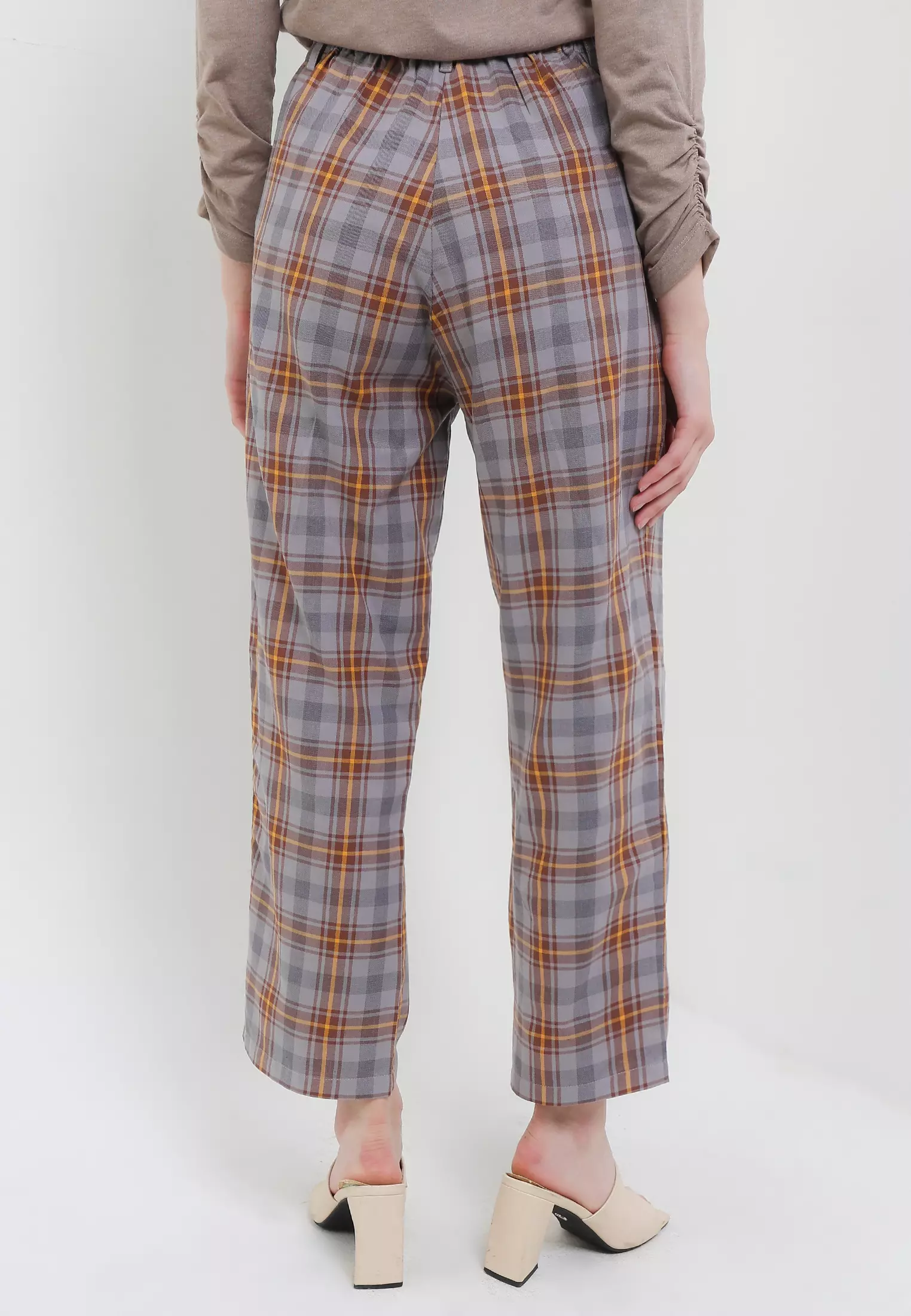 MFMW Calluna Celana panjang Abu Motif Kotak