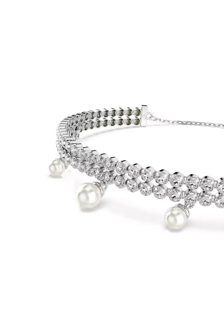 Ariana Grande x Swarovski bracelet, Crystal pearl, Round cut, White, Rhodium plated
