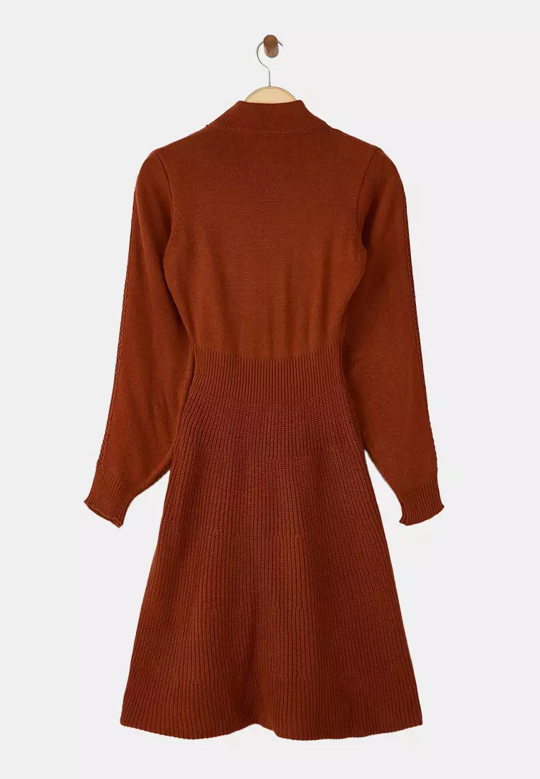 Tile Mini Knitwear Lace Dress