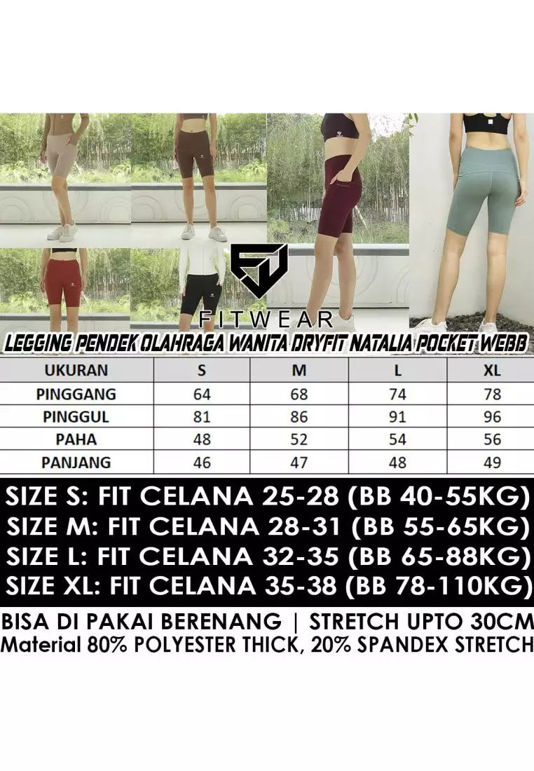 Fitwear - Legging / Celana Pendek Olahraga LESLEY POCKET - WINE POCKET WEB