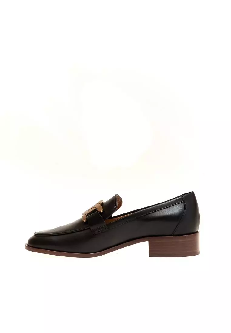 TOD'S TOD'S - Mocassino T. 35 In Pelle Nera Con Fibbia Catena - Black ...