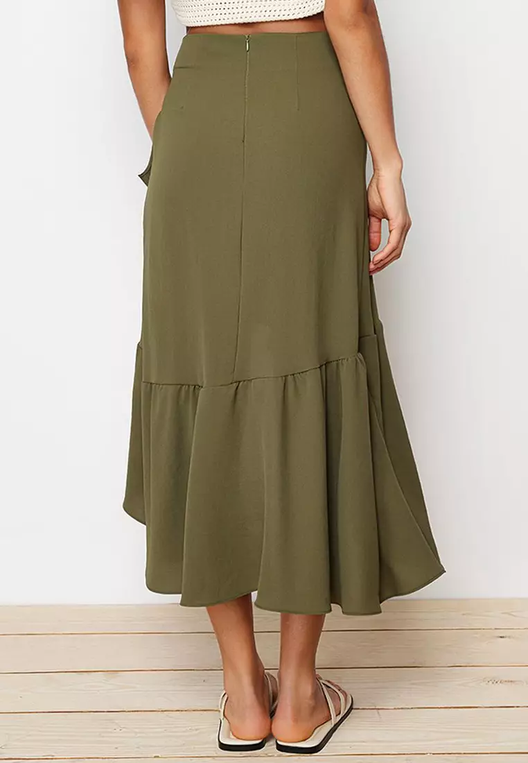 Flounced Midi Skirt