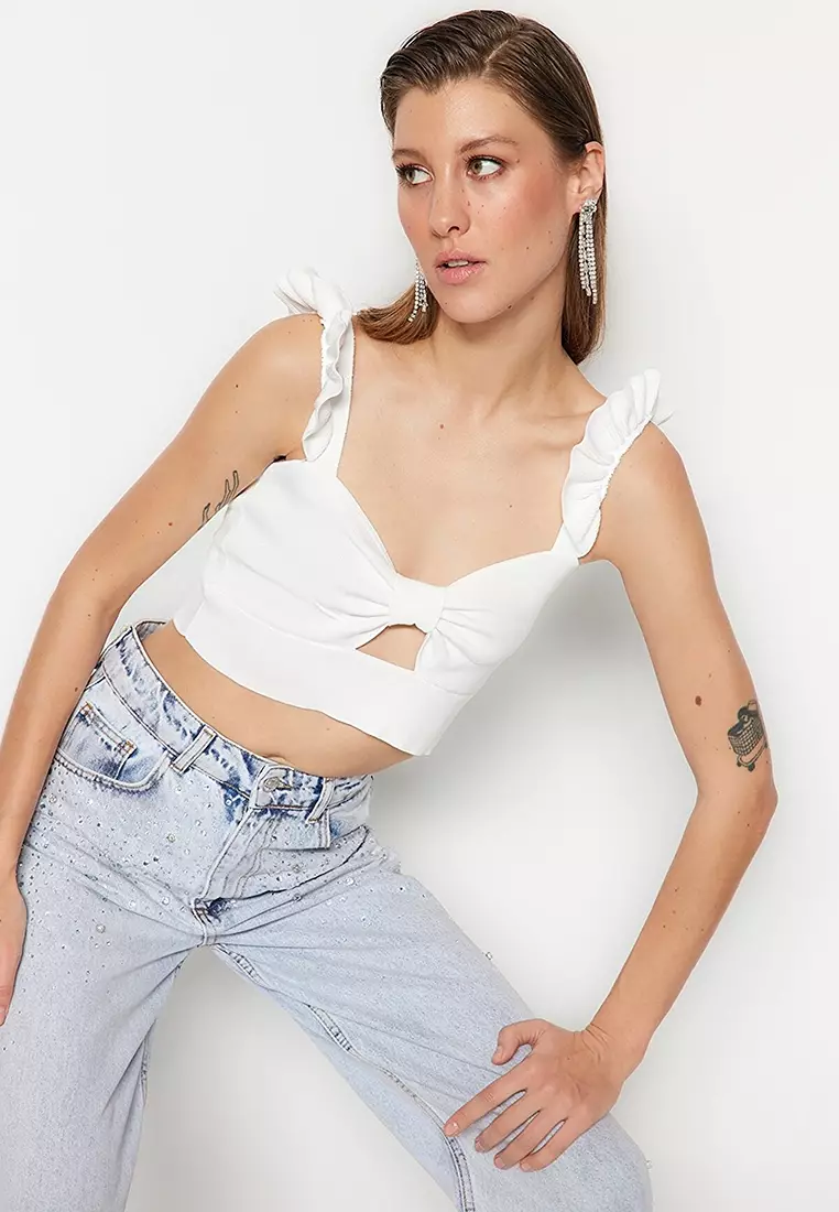 White on sale crop knit