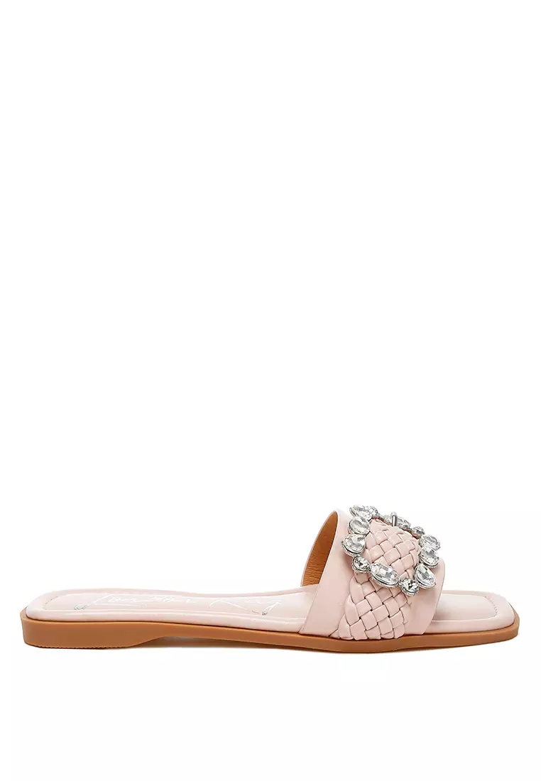 Discount on London Rag  shoes - SKU: Diamante Flat Sandals In Pink