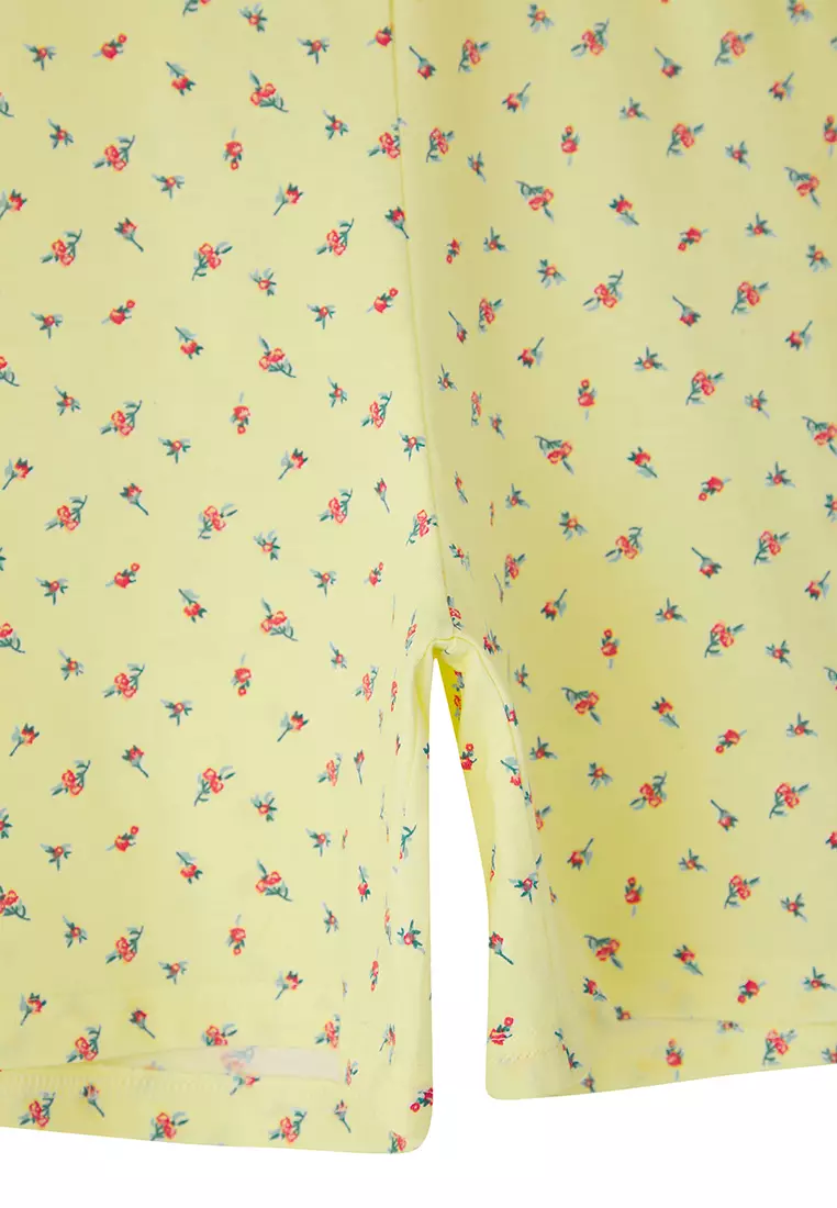 Yellow/Multicolored 3-piece 100% Cotton Printed Jersey Knitted Pajama Bottoms TBBSS25IA00006