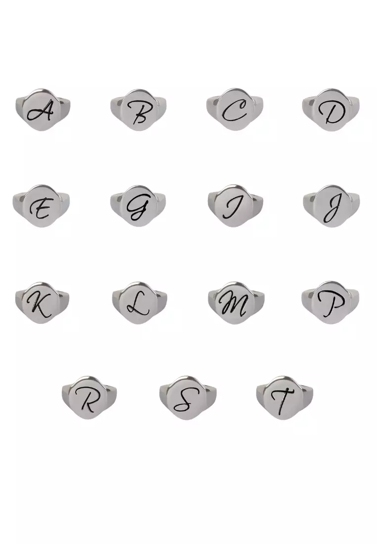 Sterling Silver Letter Signet Ring - D