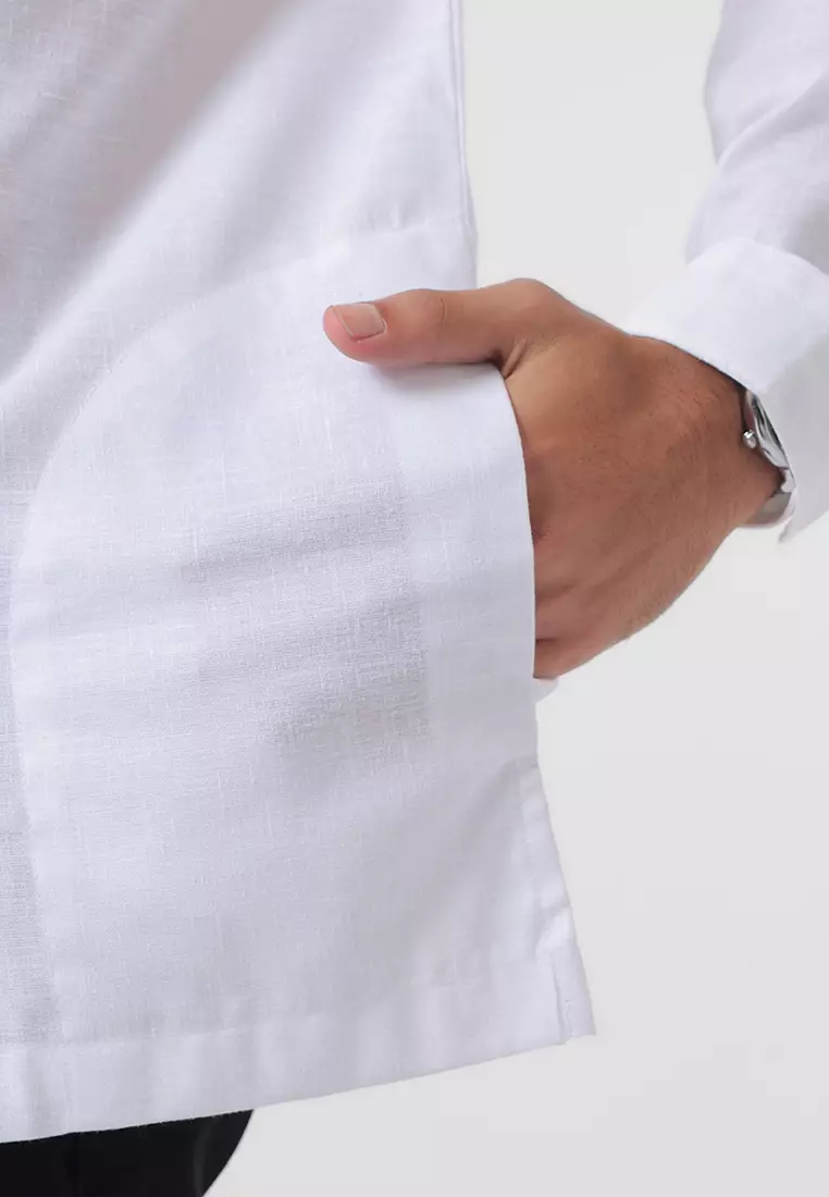 Kemeja Koko Pria Lengan Panjang Baju Muslim Pria EMIR WHITE