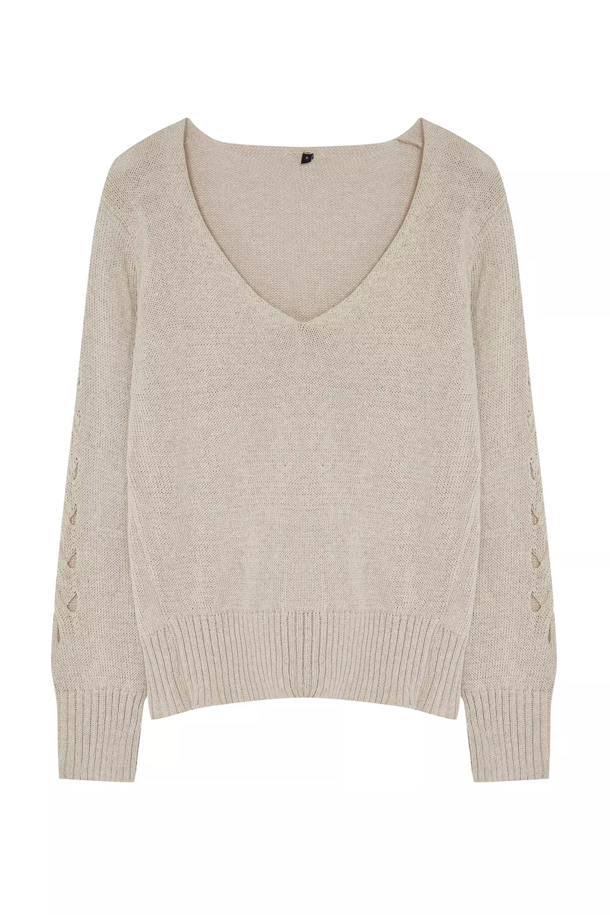 V-Neck Knitwear Sweater with Openwork/Perforations