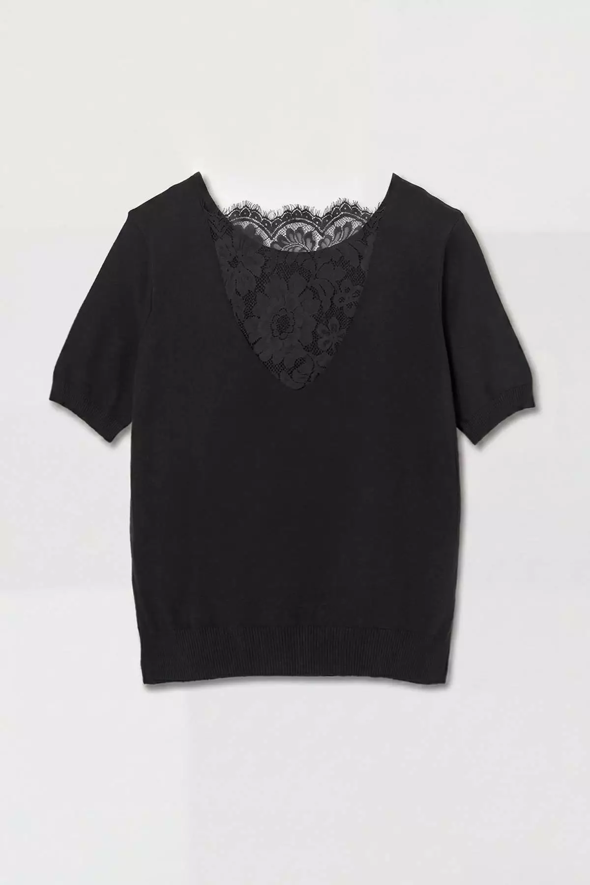 Black Back Lace Detailed Knitwear Blouse Twoss26Bz00896