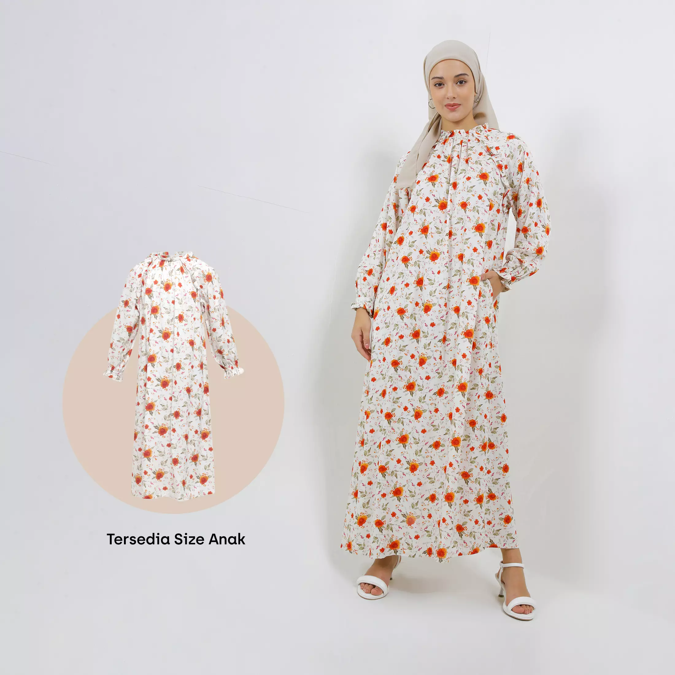 MFMW Lil Gulgulali Dress Gamis Anak Cream Motif Bunga