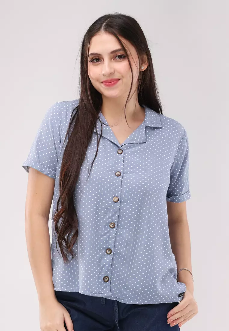 Woven Printed Rayon Short Sleeves Blouse