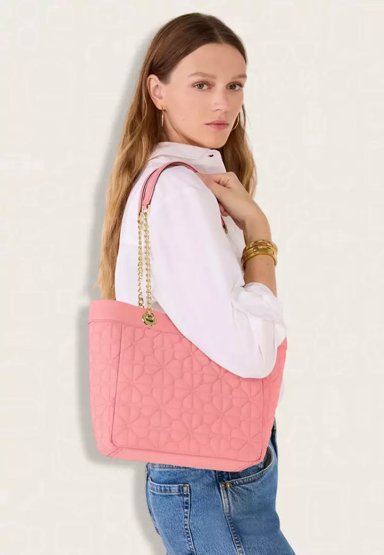 Kate Spade Spade Flower Quilted Fabric Medium Tote Terracota