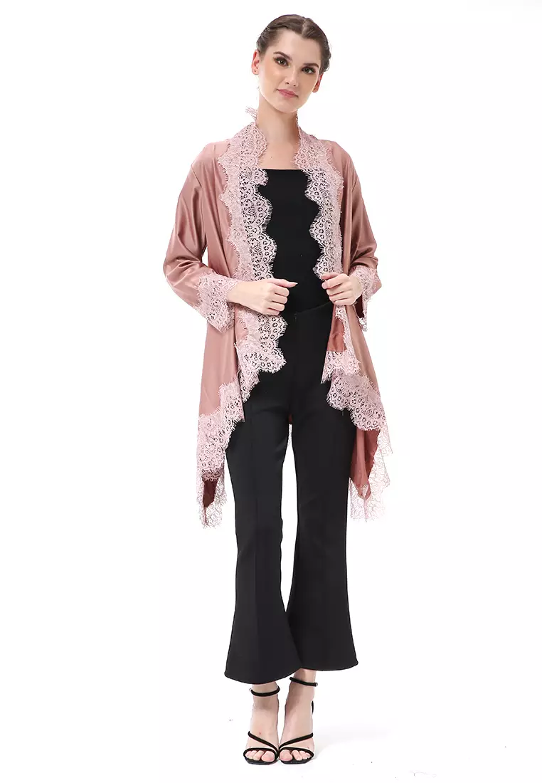 Reine Atasan Wanita Outer Kebaya Traditional Design Material Silk ORIGINAL - Rose Gold