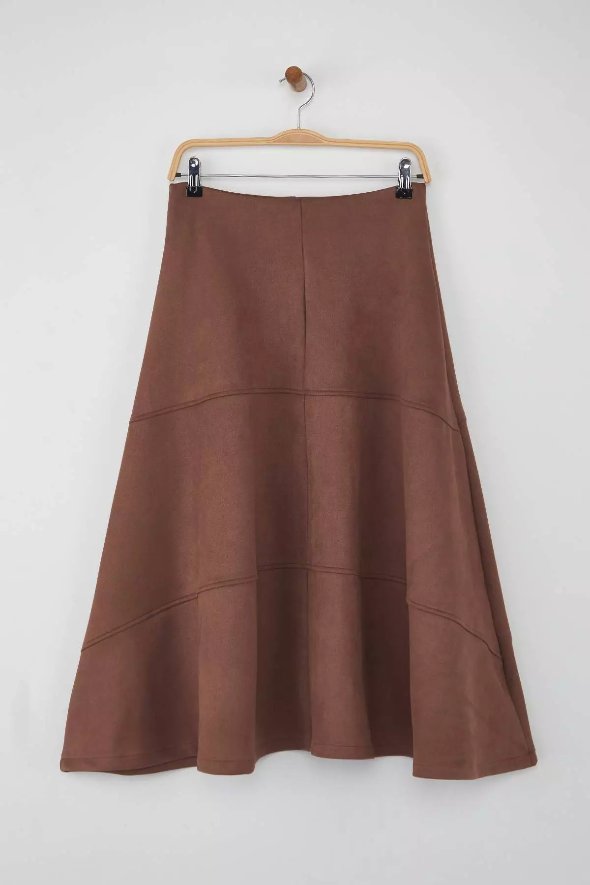 Brown A-Line/Flared Midi Suede Knit Skirt Twoaw26Et00004