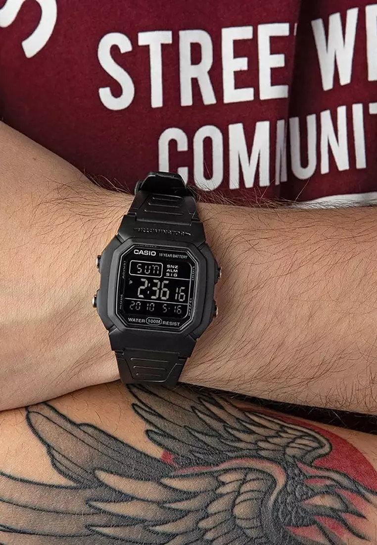 Men's Digital Watch W-800H-1B Black Resin Strap Sport Watch