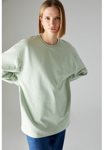 DeFacto green Long Sleeve Cotton Sweatshirt Tunic D1EF8AABADD7BFGS_1