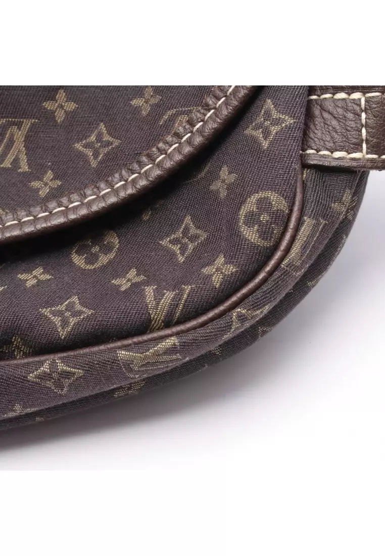 Pre-Loved Louis Vuitton Saumur monogram mini run Ebene Shoulder bag canvas leather Dark brown