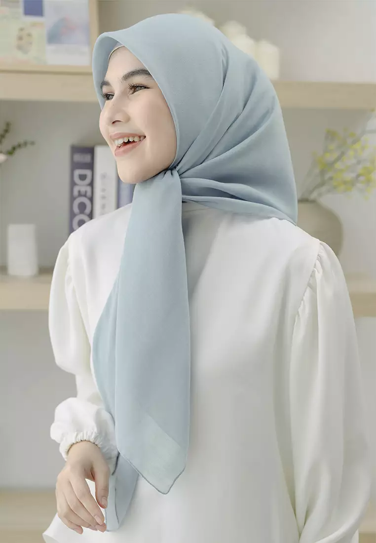 Theya Voal Square Soft Blue Grey NEW