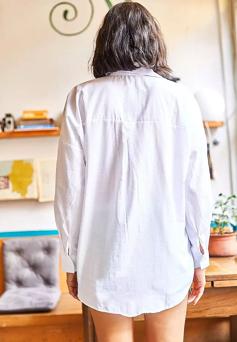 Sequin Oversize Poplin Shirt