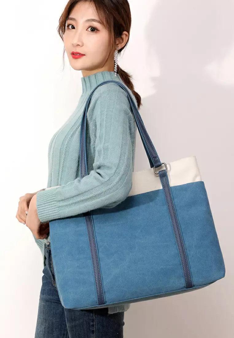 Buy XAFITI Brand New Contrast Stitched Canvas Tote Bag 2023 Online