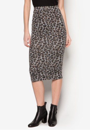 豹紋鉛筆裙, 服zalora時尚購物網的koumi koumi飾, 及膝裙