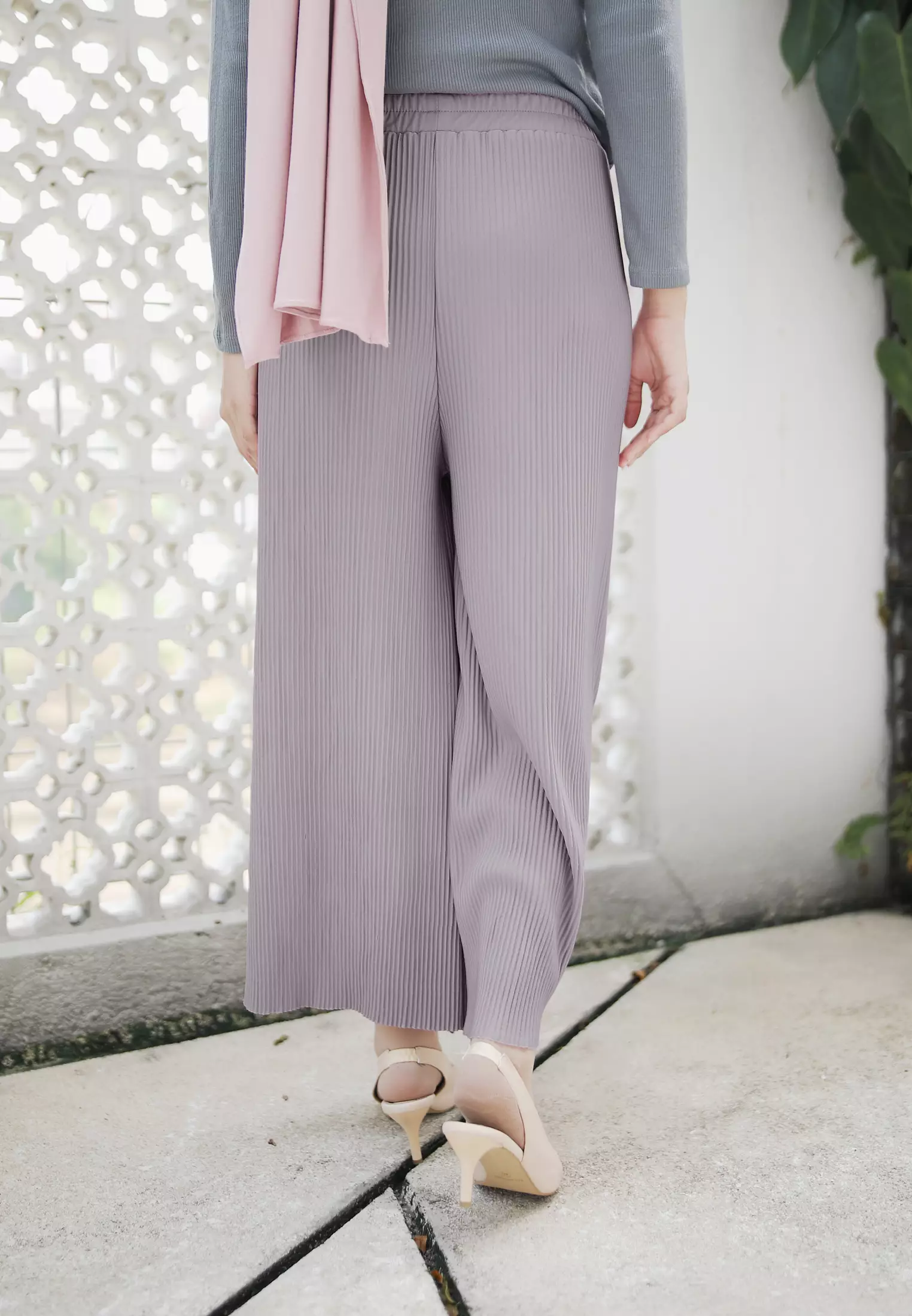 Zelena - Jenna Plisket Kulot | Celana Panjang Wanita | Pants - Soft Lavender