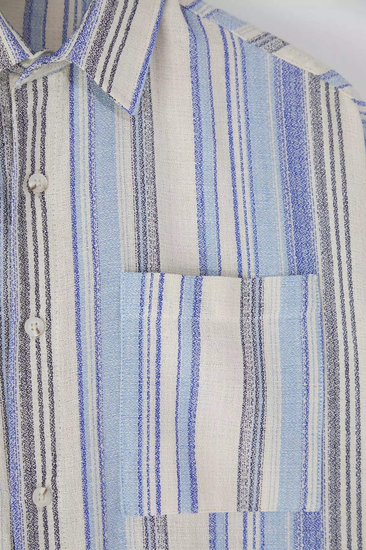 Blue Regular Fit Textured Striped Linen Look Summer Shirt TMNSS25GO00068