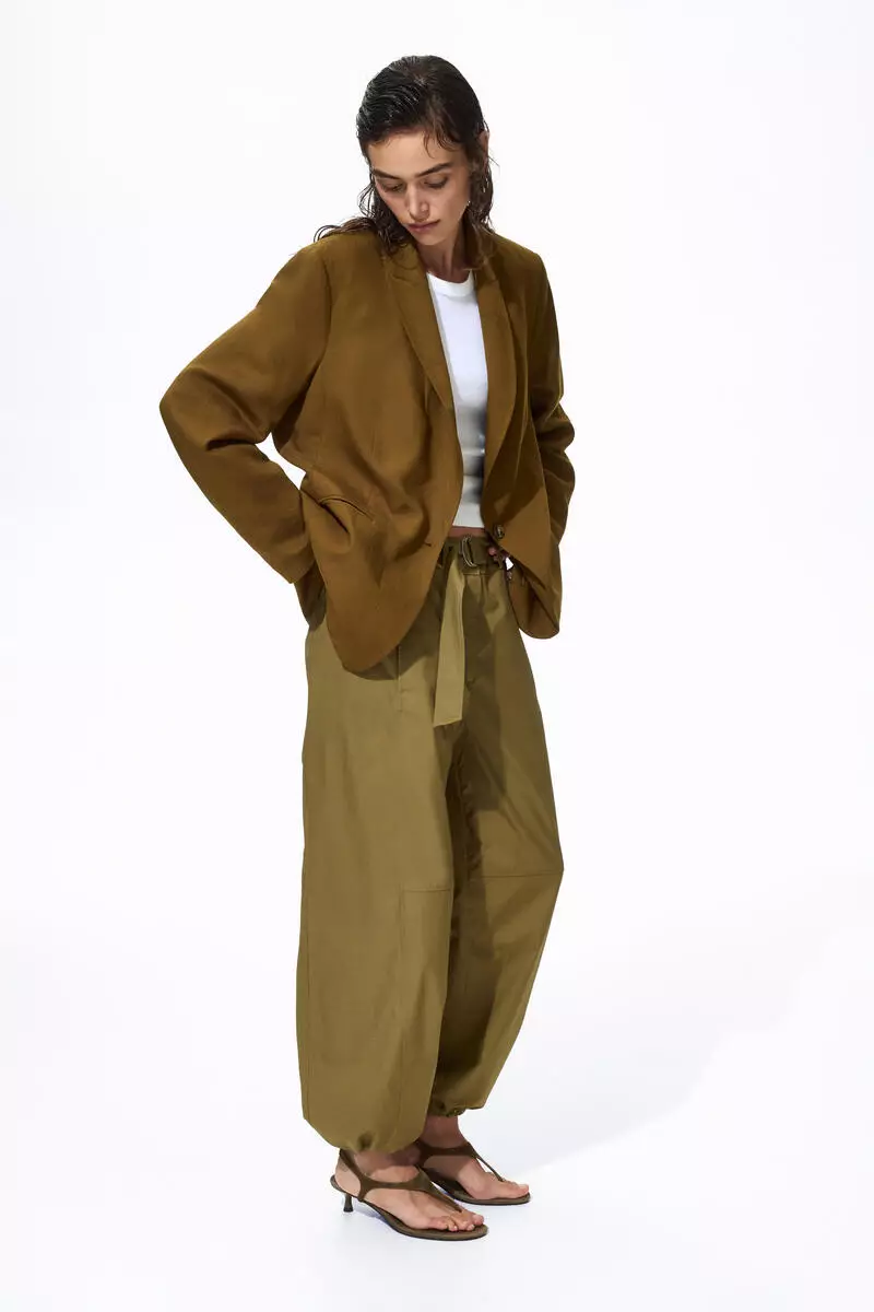 Linen-blend blazer