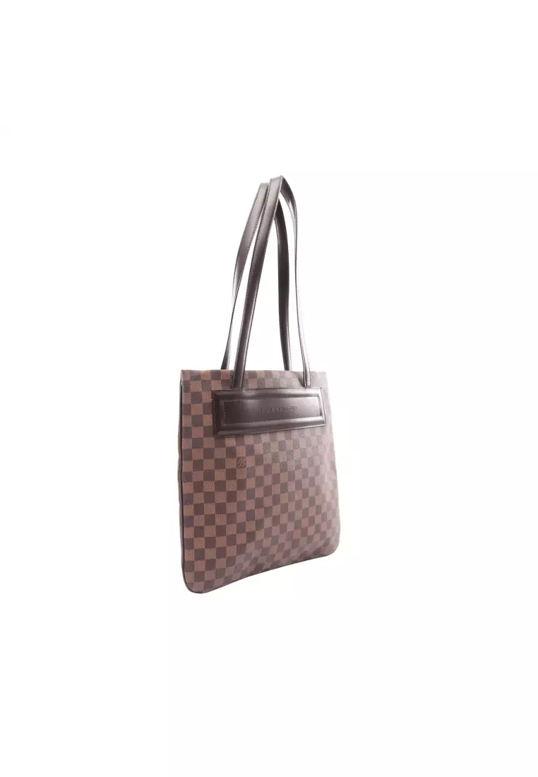 Pre-Owned Louis Vuitton Leather Damier Ebene Vavin PM Tote Bag Red