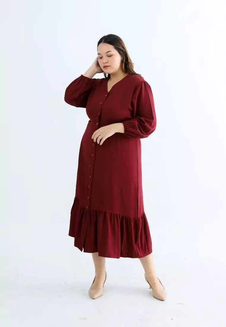 Plus Size Dress Magica Maroon