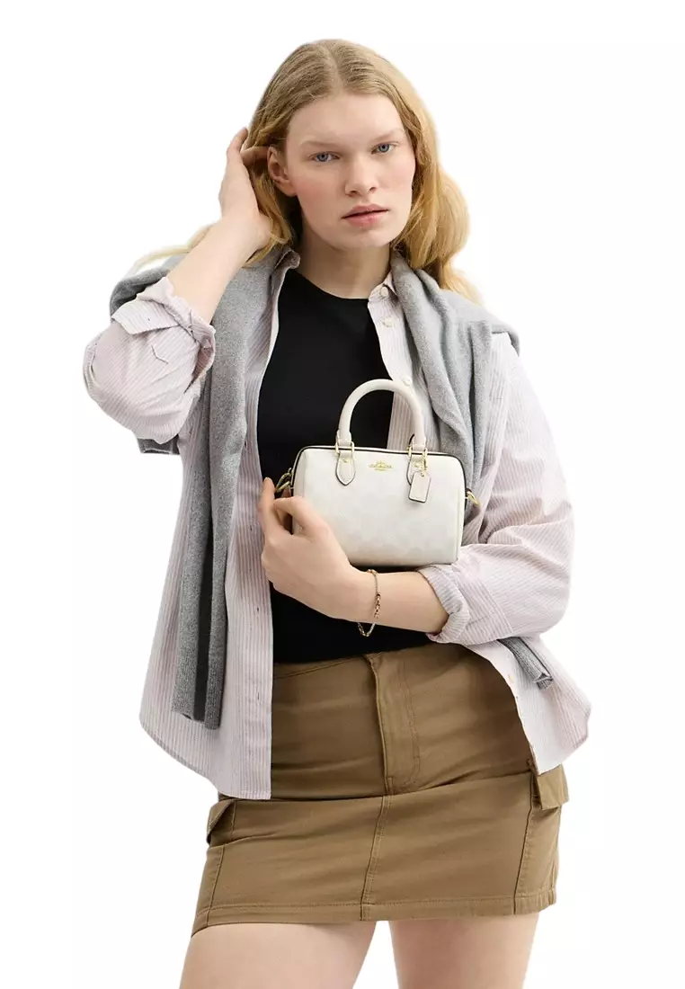 Mini Rowan Crossbody Bag In Signature Canvas - Gracier White