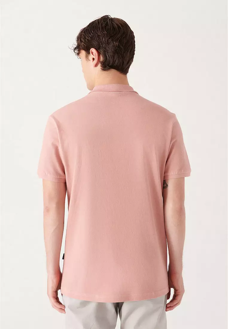 Men's Dusty Rose 100% Cotton Cool Polo Neck T-Shirt E001004